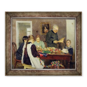 Tablou inramat - Sergey Vasilievich Dosekin - Pregatirea pentru Craciun, 50 x 60 cm