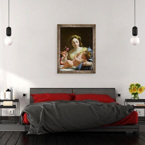 Tablou inramat - Simon Vouet - Fecioara si Copilul cu Trandafir, 60 x 80 cm - Img 3
