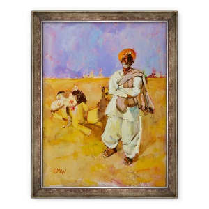 Tablou inramat - Sue Wales - Barbat camila indian, 2020, 60 x 80 cm