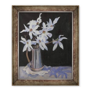 Tablou inramat - Sue Wales - Magnolii albe in Ulcior de Argint, 2019, 70 x 85 cm