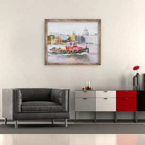 Tablou inramat - Terry Scales - Red Tug trece St. Pauls, 50 x 60 cm - Img 2