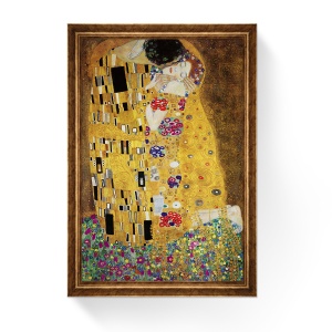 Tablou Inramat - The Kiss, Sarutul, Klimt, Rama Auriu, 60 x 90 cm
