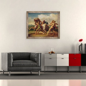 Tablou inramat - Theodore Gericault - Sclavii care opresc un cal, studiaza pentru Rasa cailor Barbari, 50 x 60 cm - Img 2