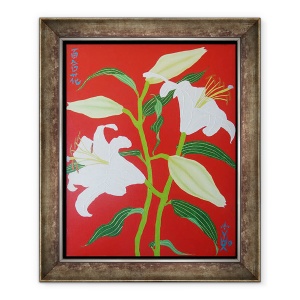 Tablou inramat - Timothy Nathan Joel - Crin alb pe fond rosu nr.1, 2008, 50 x 60 cm