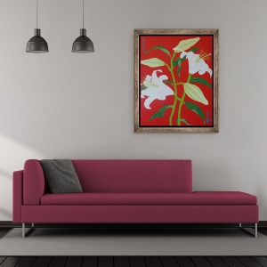 Tablou inramat - Timothy Nathan Joel - Crin alb pe fond rosu nr.1, 2008, 50 x 60 cm - Img 2