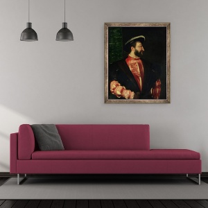 Tablou inramat - Titian - Portretul lui Francisc I 1494-1547 1538, 50 x 60 cm - Img 2