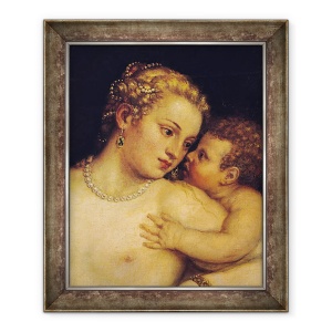 Tablou inramat - Titian - Venus se delecteaza cu dragoste si muzica, 50 x 60 cm