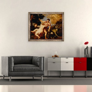 Tablou inramat - Titian - Venus si Adonis, 50 x 60 cm - Img 2