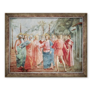 Tablou inramat - Tommaso Masaccio - Detaliu al lui Hristos si al discipolilor sai, de la Tribut Money, 60 x 80 cm