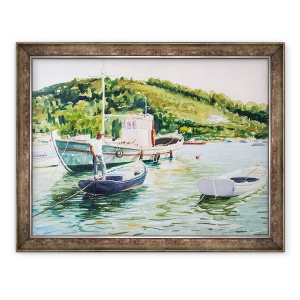 Tablou inramat - Tony Fandino - Barca de pescuit la Skiathos, 70 x 90 cm