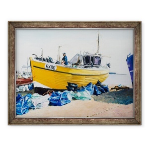 Tablou inramat - Tony Fandino - Barci de pescuit pe plaja din Hastings III, 60 x 80 cm