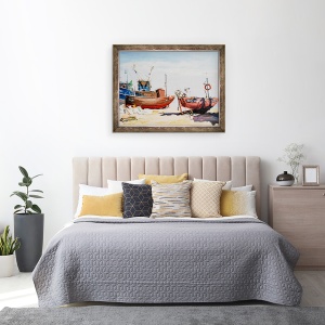 Tablou inramat - Tony Fandino - Barci de pescuit pe plaja din Hastings II, 70 x 90 cm - Img 3