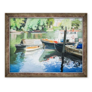 Tablou inramat - Tony Fandino - Barci pe Tamisa II, 70 x 90 cm