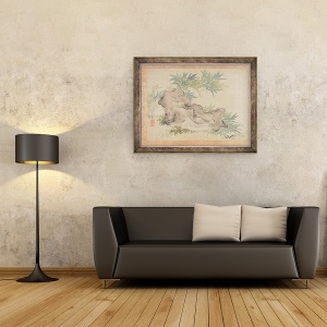 Tablou inramat - Tsubaki Chinzan - Bambus si stanci, 70 x 90 cm - Img 2