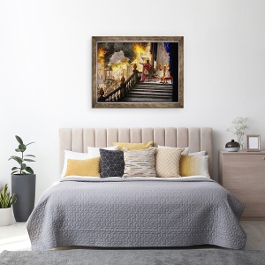Tablou inramat - Unknown Artist - Roman Antiquite, imparatul Nero contempland focul de la Roma pe 18 iulie, 60 x 80 cm - Img 3