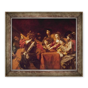 Tablou inramat - Valentin de Boulogne - Concert cu opt persoane, 70 x 85 cm