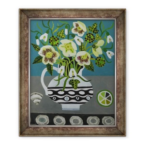 Tablou inramat - Vanessa Bowman - Hellebores in Ulcior alb-negru, 70 x 85 cm