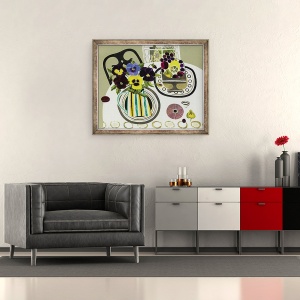 Tablou inramat - Vanessa Bowman - Panselute in Dungi Ulcior, 50 x 60 cm - Img 2