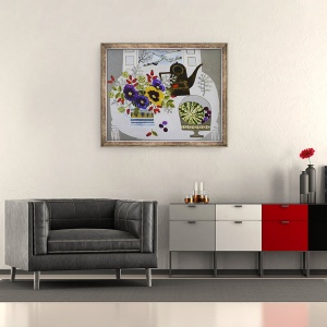 Tablou inramat - Vanessa Bowman - Panselute si Wintery Hillside, 50 x 60 cm - Img 2