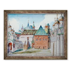 Tablou inramat - Vasilij Dmitrievich Polenov - Proiectare scena pentru opera lui Modest Mussorgsky Boris Godunov, 60 x 80 cm