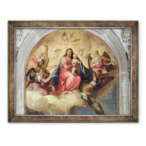 Tablou inramat - Veronese - Fecioara si Copil cu muzicieni de inger ulei pe panza, 70 x 90 cm