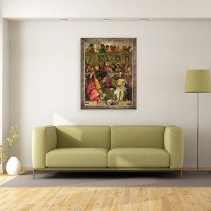 Tablou inramat - Veronese - Sarbatoarea casatoriei de la Cana, detaliu al lui Hristos si muzicieni, 70 x 90 cm - Img 2