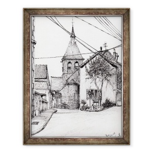 Tablou inramat - Vincent Alexander Booth - Biserica din Laignes Franta, 2007, 60 x 80 cm