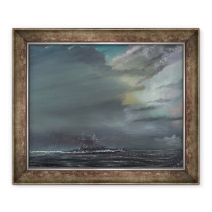 Tablou decorativ istoric HMS Hood 1941-2014 înrămat, 50x60 cm