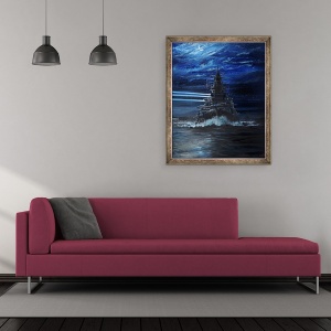 Tablou inramat - Vincent Alexander Booth - IJN Hiei si Akatsuki lumineaza USS Atlanta, Guadalcanal 1942, 2018, 50 x 60 cm - Img 2