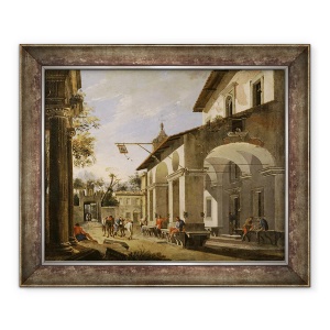Tablou inramat - Viviano Codazzi - Curtea unui han cu ruine clasice, 50 x 60 cm