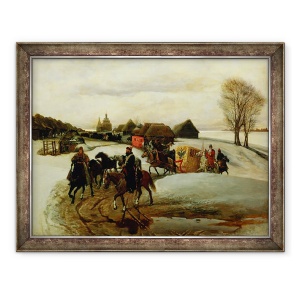 Tablou inramat - Vyacheslav Grigorievich Shvarts - Pelerinajul de primavara al tarinei, sub tarul Aleksy Mihailovici, 60 x 80 cm