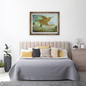 Tablou inramat - Wayne Anderson - Flying Dragon peste peisaj, 60 x 80 cm - Img 3