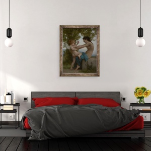 Tablou inramat - William-Adolphe Bouguereau - O tanara fata care se apara impotriva lui Eros, 70 x 90 cm - Img 3