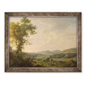 Tablou inramat - William Ashford - Peisaj cu Haymakers si o vedere indepartata a unei case georgiene, 60 x 80 cm