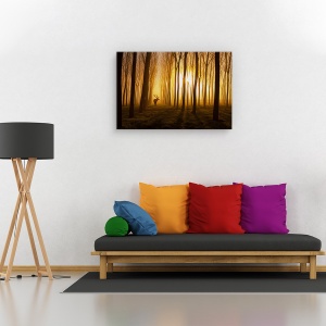 Tablou canvas - A fost odata ca niciodata, Nature, Padure, Cerb, Dimineata, 80 x 120 cm - Img 2