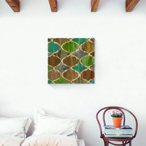 Tablou canvas abstract ikat oval 60x60 cm