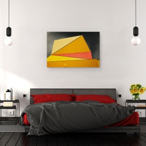 Tablou canvas - Acoperisul Galben, Cladire, Arhitectura, Cubism, 60 x 90 cm - Img 3