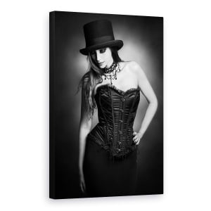 Tablou canvas - Alb-Negru, Portret, Alb-Negru, Palarie, Femeie, Model, 40 x 60 cm