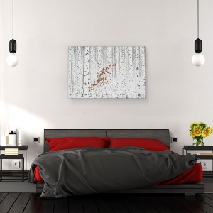 Tablou canvas - Alb, Peisaj, Mesteacan, Copac, Padure, 40 x 60 cm - Img 3