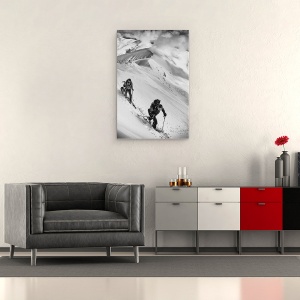 Tablou canvas - Alpinism, Liptov, Slovacia, Schi, Tatra, Alb-Negru, 60 x 90 cm - Img 2