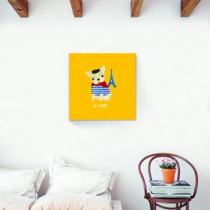 Tablou decorativ canvas cu cățeluș bulldog și citat