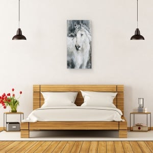 Tablou canvas - Animale, Cal Alb, Pictura , 50 x 100 cm - Img 3