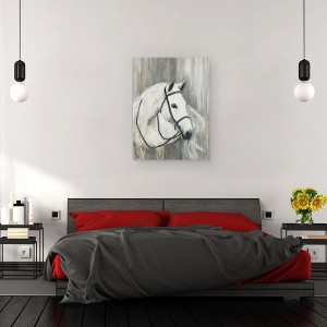 Tablou canvas - Animale, Cal, Alb, Pictura, 50 x 70 cm - Img 3