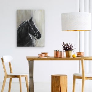 Tablou canvas - Animale, Cal, Negru, Pictura, 60 x 80 cm - Img 4