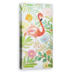 Tablou canvas - Animale, Flamingo, Flori, Pictura, 50 x 100 cm