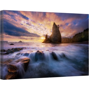Tablou canvas - Apus de Soare, Coasta, Ocean, Valuri, Rialto, Plaja, 80 x 120 cm