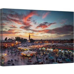 Tablou canvas - Apus de Soare in Marrakech, Maroc, Piata, 60 x 90 cm