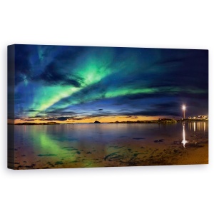 Tablou canvas - Apus De Soare La Andenes, Aurora, Far, Peisaj Marin, 50 x 100 cm