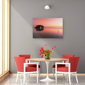 Tablou canvas - Apus De Soare , Roz, Heron, Culori Pastelate, Arc, 80 x 120 cm - Img 4