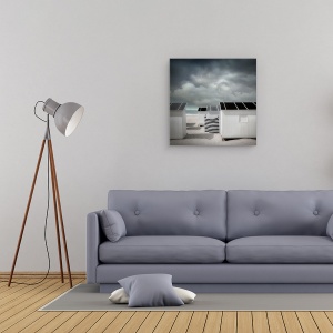 Tablou canvas - Asteptand Vara, Peisaj, Nori, Plaja, Baraca, Mare, 60 x 60 cm - Img 2